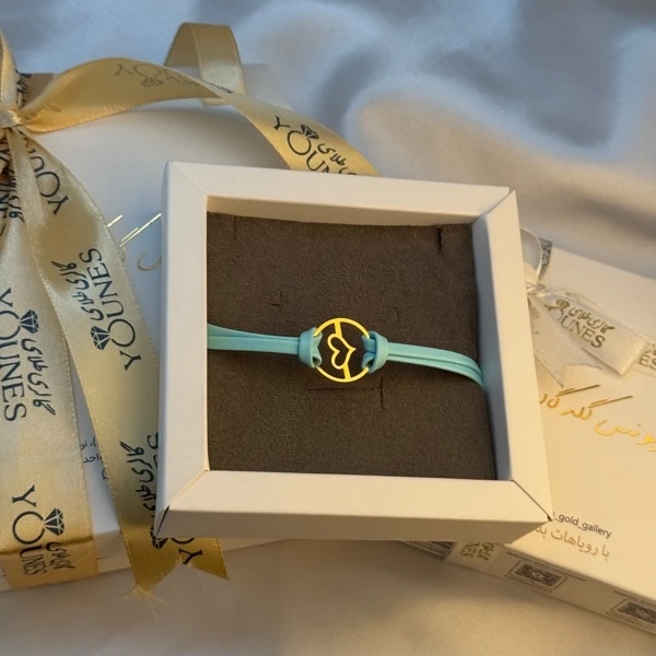 دستبند طلا چرم دولاین قلب توخالی